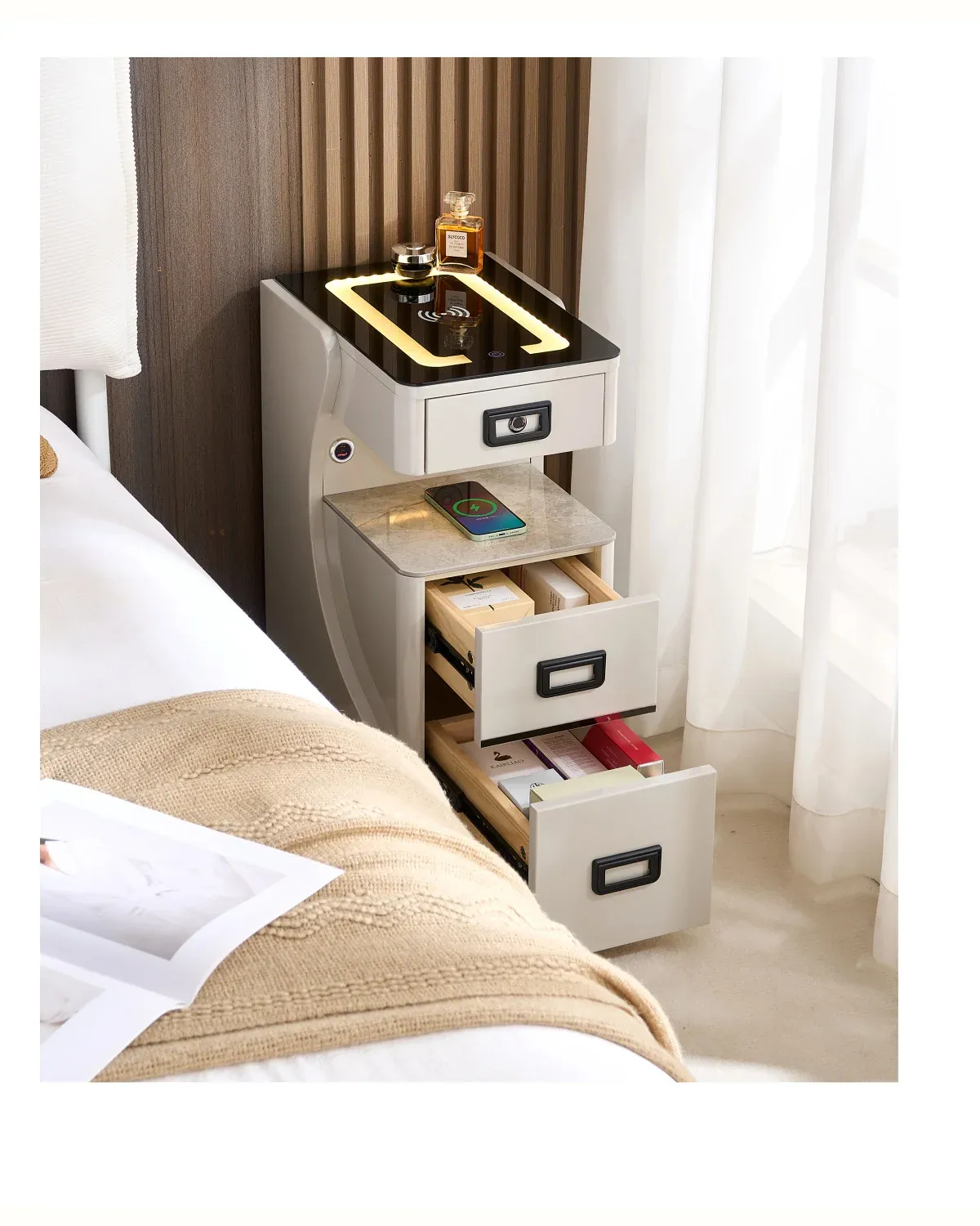 30 cm narrow smart bedside table