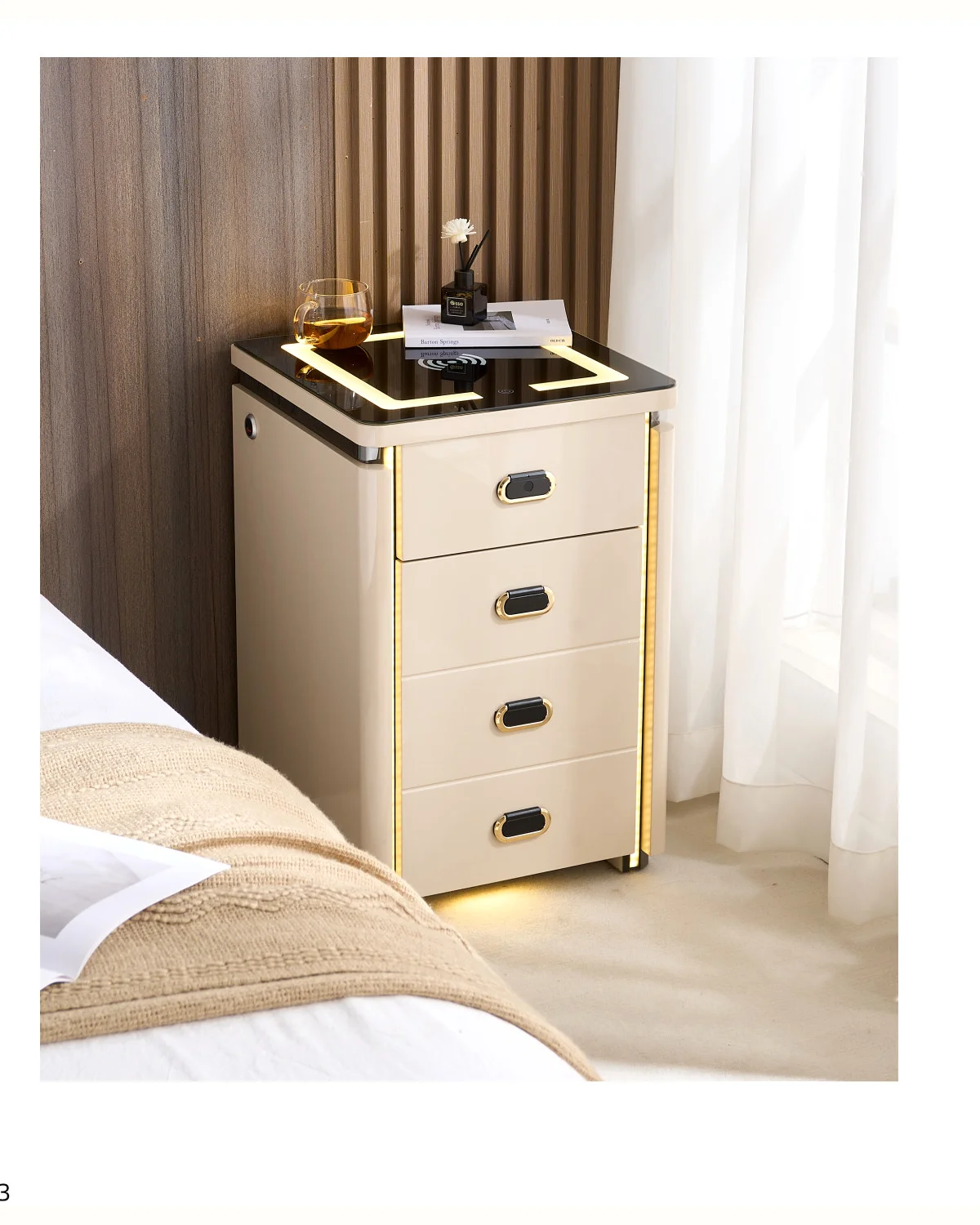 Tall LED storage nightstand